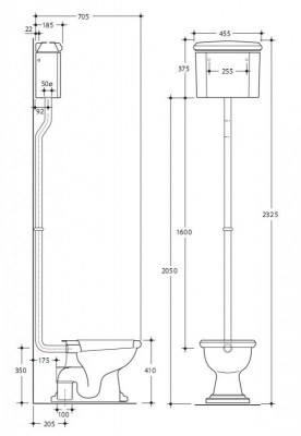 KERASAN Retro 1080bi бачок подвесной для унитаза (для высокой трубы), белый