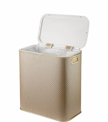 Geralis PLG-M PUNTO корзина для белья бежевая, кант золото, малая