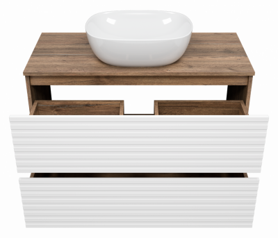 Тумба под раковину напольная Brevita Dakota 1000x480x620 белый, темное дерево (DAK-07100-19/01-2Я)