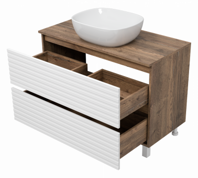 Тумба под раковину напольная Brevita Dakota 1000x480x620 белый, темное дерево (DAK-07100-19/01-2Я)