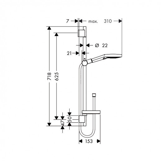 Hansgrohe Raindance Select S 120 3 jet 26630000 душевой гарнитур 65 см, хром