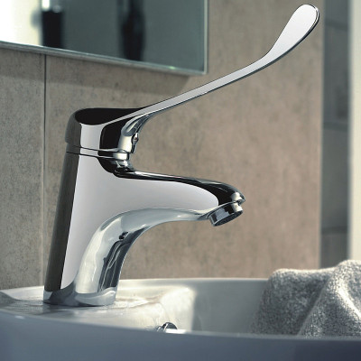 Смеситель для раковины Haiba HB1054 с локтевой ручкой (латунь) хром