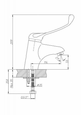 Смеситель для раковины Haiba HB1054 с локтевой ручкой (латунь) хром