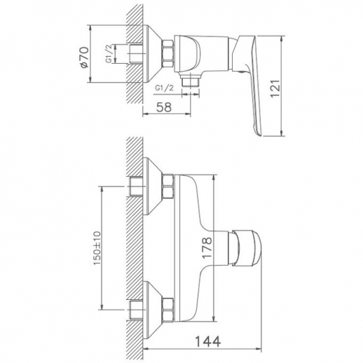 Смеситель для душа Haiba HB20198 (силумин) хром
