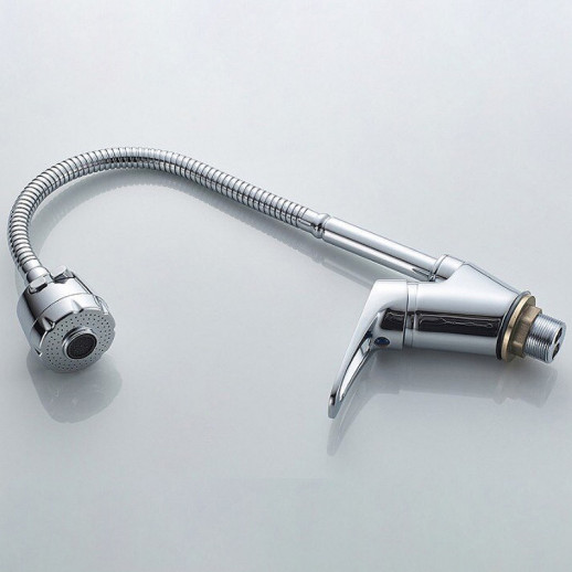 Смеситель для кухни Haiba HB4313 с гибким изливоми лейкой на 2 режима (латунь) хром