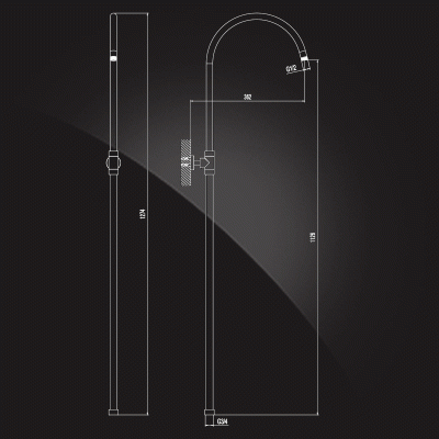 Elghansa UNIT SB-2D труба душевая с кронштейном, хром