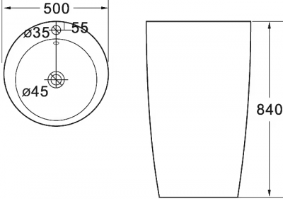 Раковина-моноблок SantiLine SL-4004 напольная 50х50 см, белая
