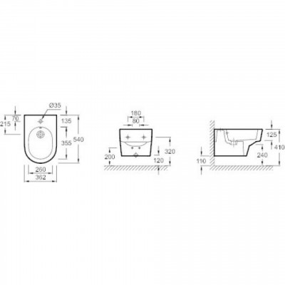 Биде подвесное подвесное Jacob Delafon Rive Gauche EMG0002-00