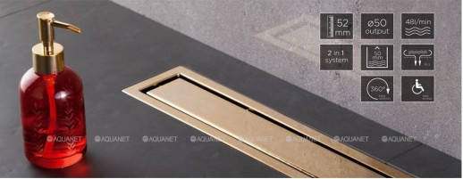 Линейный трап Pestan Confluo Premium Gold Line, 13100052, 550мм  Нержавеющая сталь / Пластик