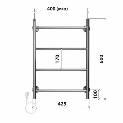 Полотенцесушитель электрический Stelmix 60x40 см, прямой