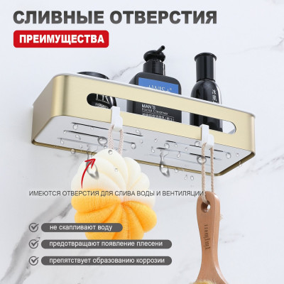 Полка для ванной комнаты Raglo R340.02.03, золотой сатин