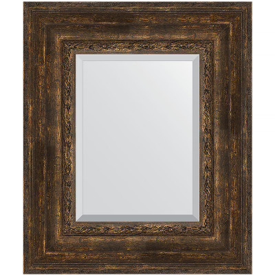 Зеркало настенное Evoform Exclusive 62х52 BY 3378 с фацетом в багетной раме Состаренное дерево с орнаментом 120 мм