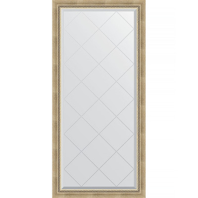 Зеркало настенное Evoform ExclusiveG 135х73 BY 4261 с гравировкой в багетной раме Состаренное серебро с плетением 70 мм