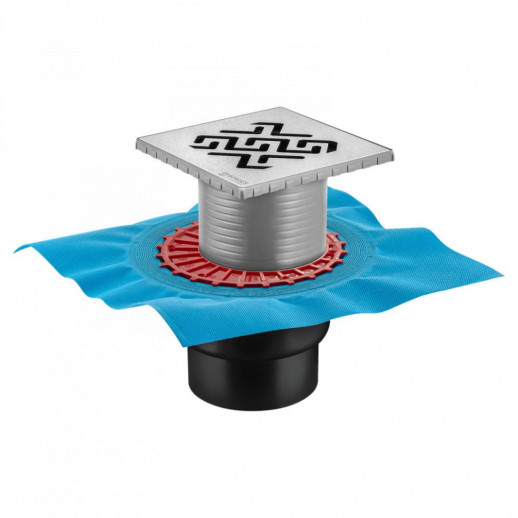 Трап BERGES водосток ZENTRUM Antik 150х150, бронза, выпуск D50/75/110 H74 вертикальный