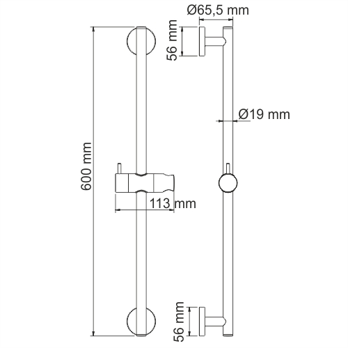 WasserKRAFT A122 стойка для душа 60 см, хром