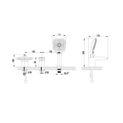 Lemark Status LM4445C смеситель на 3 отверстия, хром