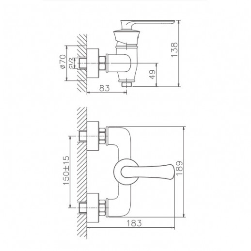 Смеситель для душа Haiba HB20181-5 с душевым гарнитуром (латунь) золото