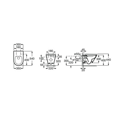 Чаша унитаза Roca The Gap Round Rimless подвесная 3460NL000 овальная