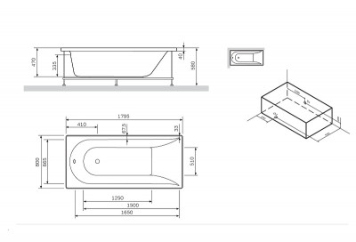 Каркас для ванны AM.PM Spirit 180x80 W72A-180-080W-R2 серый сталь