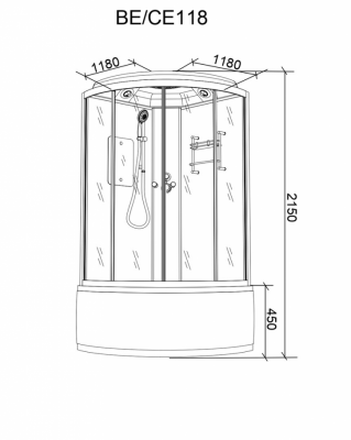 Душевая кабина Parly Classic CE118 118х118х215см, сектор, черный