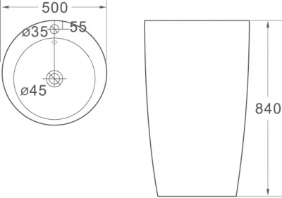 Раковина-моноблок SantiLine SL-4004MB напольная 50х50 см, черная/матовая