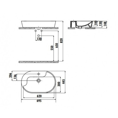 Раковина Creavit Topic 70 TP172-00CB00E-AK00 золото овальная