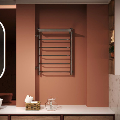 Полотенцесушитель водяной Aringa Римини 50x80x50 L AR03022CH с полкой хром лесенка