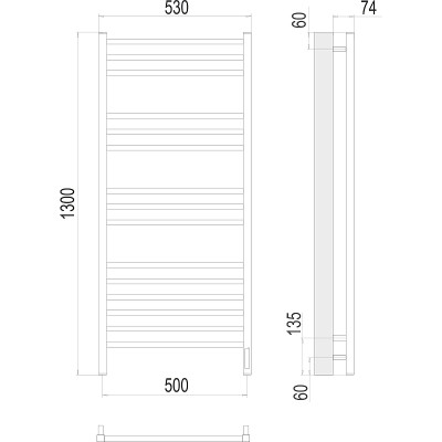 Полотенцесушитель электрический Terminus Ватикан П15 500x1300 R 4670078526212 хром лесенка