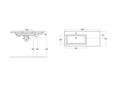 Мебельный умывальник Dreja ISIK 100 см, белая керамика