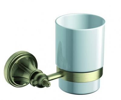 KorDi LUZERNE BRONZE KD 7501 Bronze керамический стакан с держателем, бронза/белый