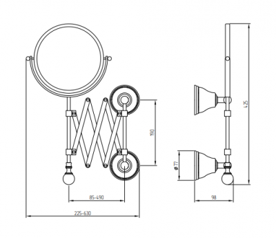 MIGLIORE Provance 17625 зеркало оптическое пантограф настенное, керамика с декором/бронза