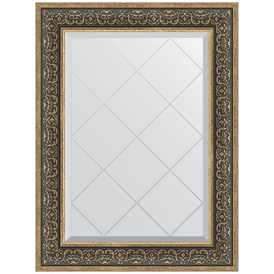 Зеркало настенное Evoform ExclusiveG 91х69 BY 4121 с гравировкой в багетной раме Вензель серебряный 101 мм
