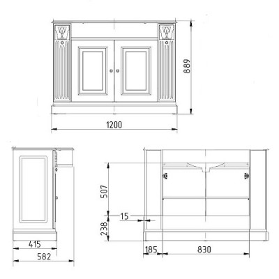 Тумба под раковину Migliore Ravenna 120 27063 оливковый золото без столешницы