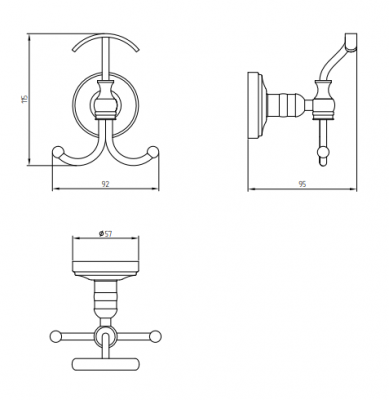 Крючок тройной MIGLIORE Mirella 17242, хром
