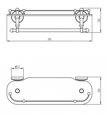 Полка с галереей и полотенцедержателем MIGLIORE Mirella 17329, золото