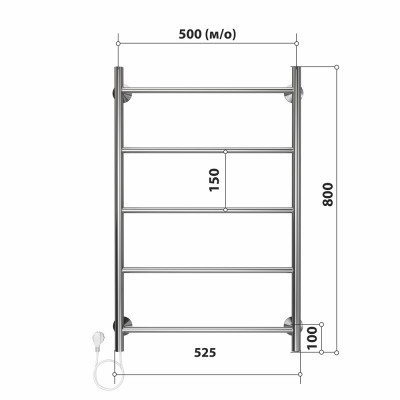 Полотенцесушитель электрический Stelmix 80x50 см, прямой