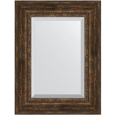 Зеркало настенное Evoform Exclusive 82х62 BY 3404 с фацетом в багетной раме Состаренное дерево с орнаментом 120 мм