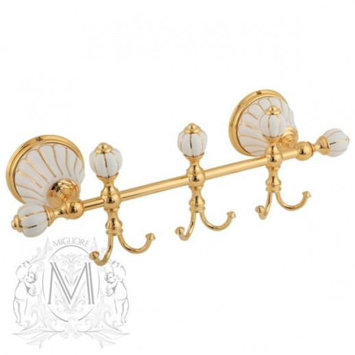 MIGLIORE Olivia 17525 планка с тремя крючками 30 см, золото/декор золото