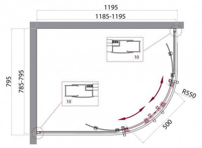 Душевой уголок BelBagno UNO-195-RH-2-120/80-C-Cr полукруглый 120x80x195 см. хром