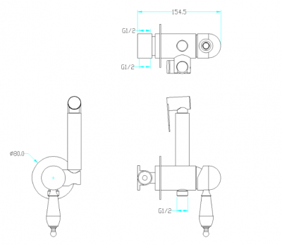 Boheme Medici 434 гигиеническая лейка со смесителем, бронза