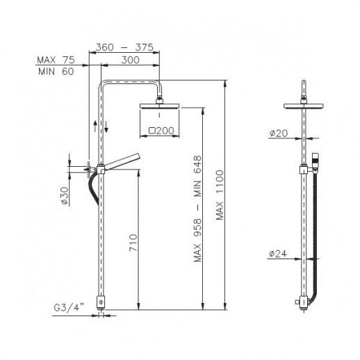 Nicolazzi Classic shower 5715WS CR 20 душевая стойка, хром