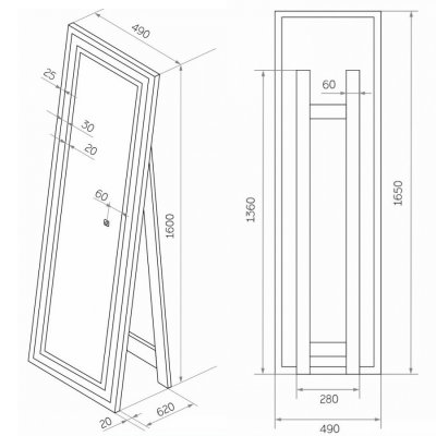 Зеркало Maretti Umbria UM1449165P18EL 49x165 см напольное, черный