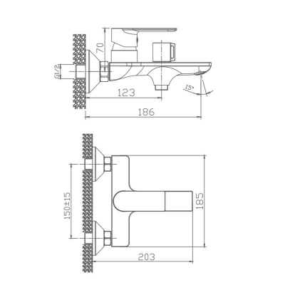 Смеситель для ванны Maretti Ritta RI22RF505, хром
