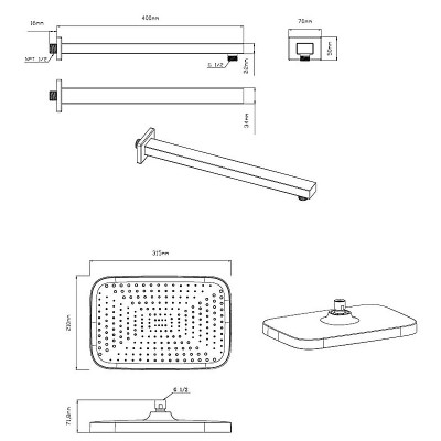 Верхний душ Vincea VSHD-41CBG золото