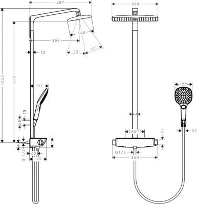 Hansgrohe Raindance Select Showerpipe 360 27112400 душевая система, белый/хром