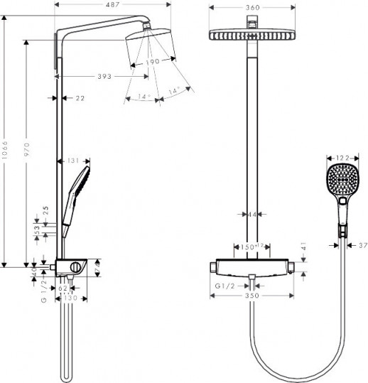 Hansgrohe Raindance Select Showerpipe 360 27112400 душевая система, белый/хром