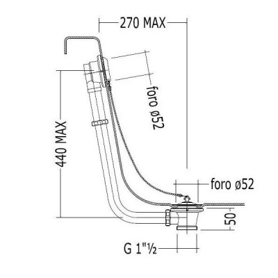 DEVON&DEVON SFD1058SCR колонка сливная наружная для ванны с пробкой и цепочкой