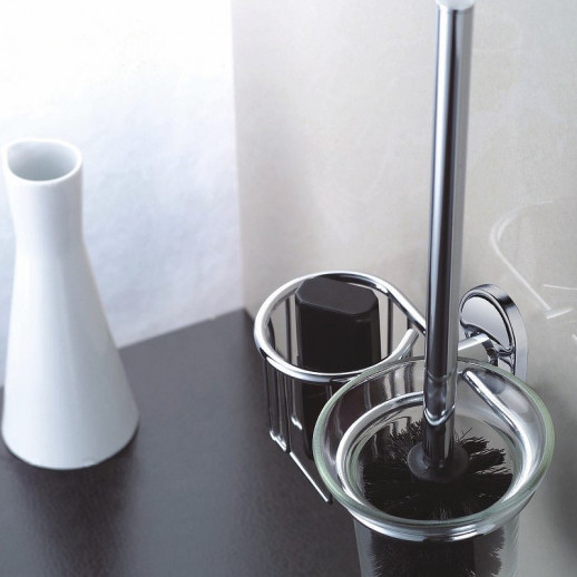 Ершик для унитаза Haiba HB1910-1 с держателем освежителя воздуха (металл стекло) хром