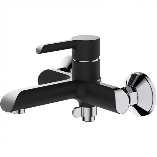 Смеситель для ванны Haiba HB60805-7 с душевым гарнитуром (латунь) черный, хром