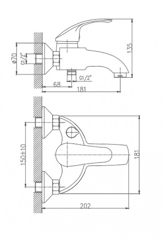 Смеситель для ванны Haiba HB3221 (латунь) хром